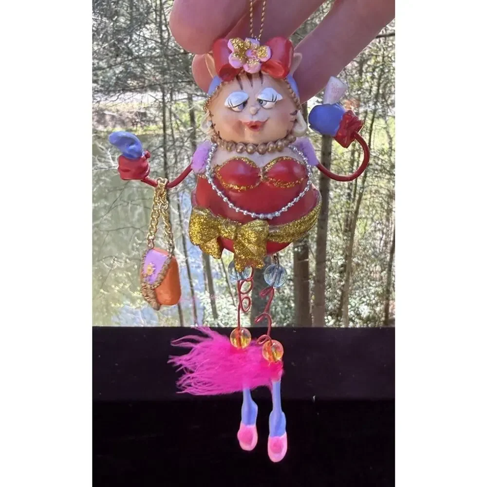 Vintage Katherines Collection Dangle Leg Fancy Cat Christmas Ornament Rare! -K2